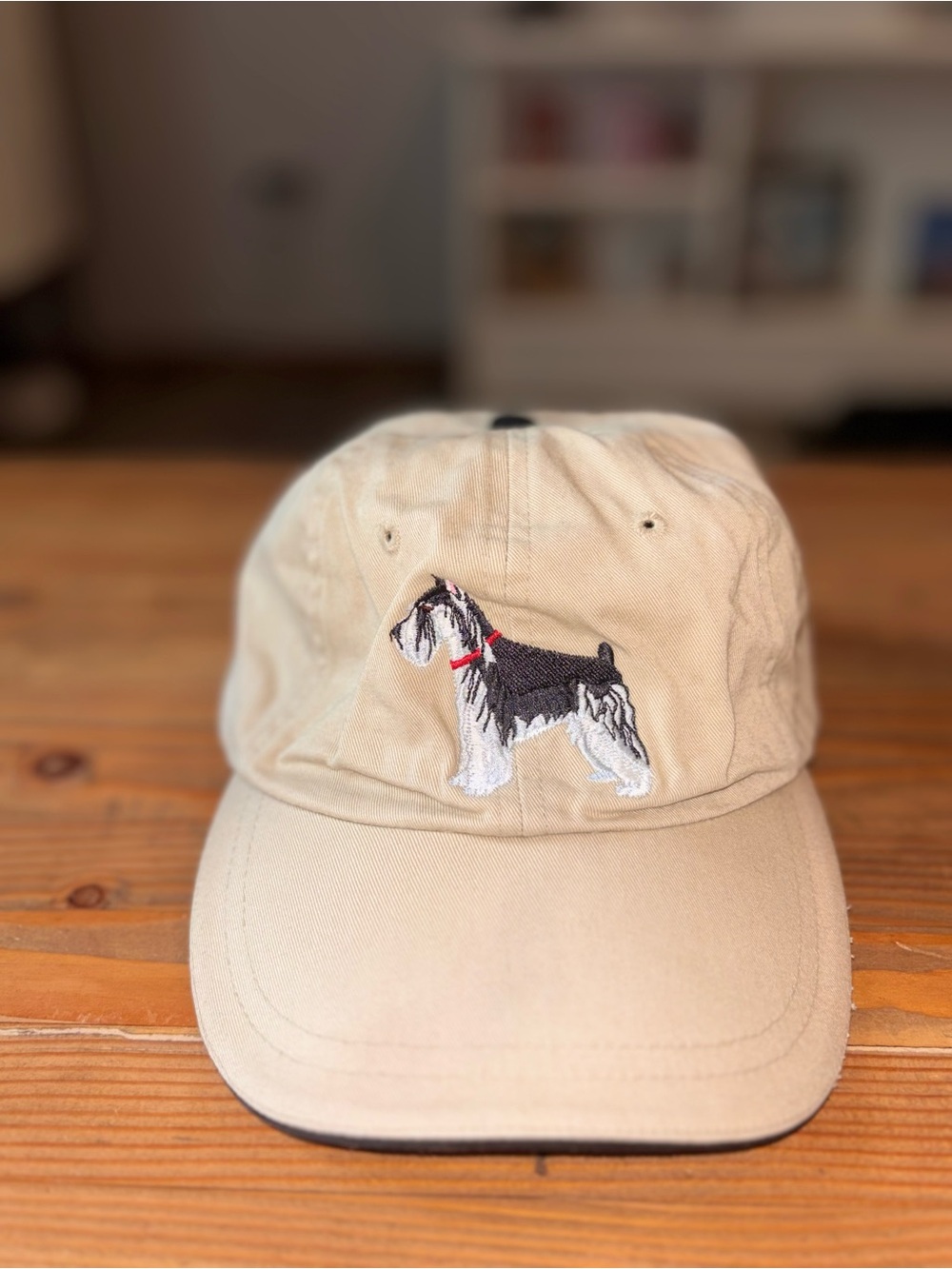 Vintage Schnauzer Dog Embroidered Baseball Cap Tan Khaki Dad Hat Adjustable